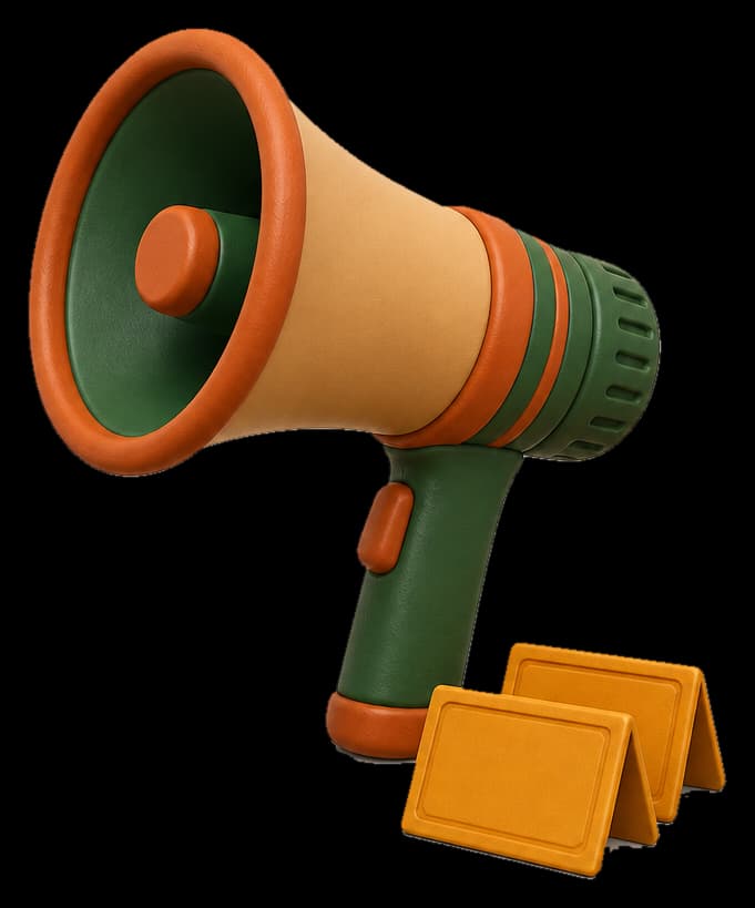 Clay shop announcement megaphone