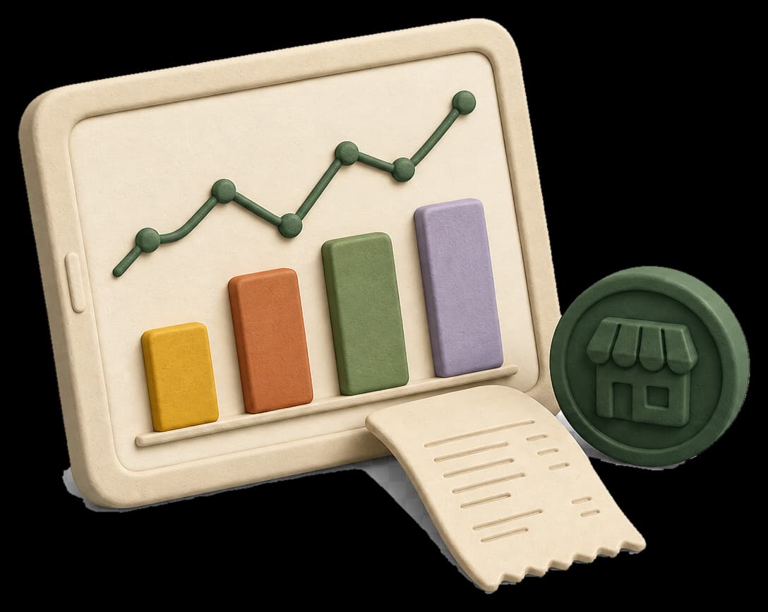 Clay sales report with stamped receipt
